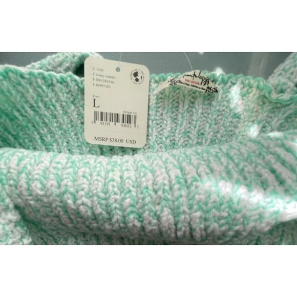 Free People L Seafoam Green Two-Tone Ribbed V-Neck Crop Camisole Bralette Top - Picture 6 of 6